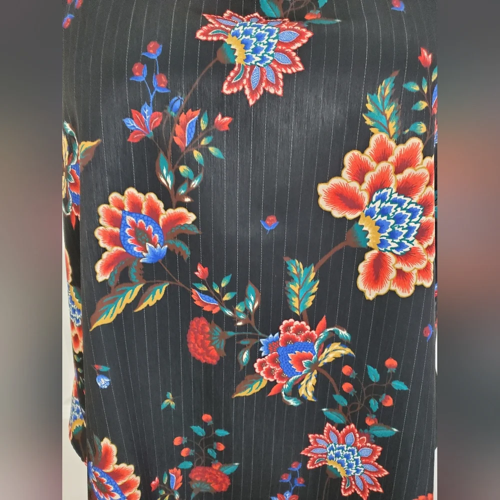 DG2 Diane Gilman Black Floral Layered Easy Tank Light Stripes 3XL ~ Pre-Owned - Picture 4 of 12